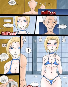 young bombshell blonde in an alluring bikini gets fucked by an old dude