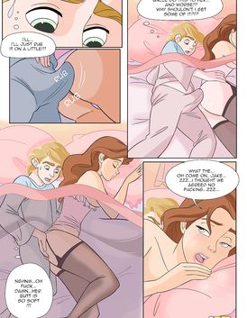 Naughty boy wakes up his sleeping mom with his erected penis