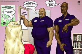 Busty and young blonde is wandering how she will handle those black dicks