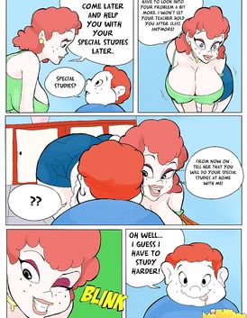 Busty redhead is feeding her fat son with her juicy pussy