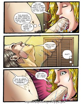 Gorgeous blonde needs to kneel real low to blow this young cock