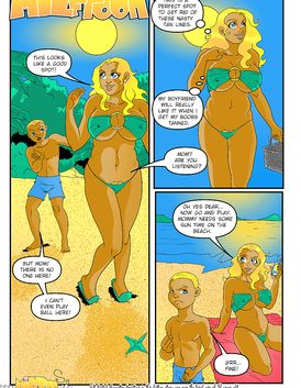 Gorgeous blonde is getting her tan while getting creamed from behind