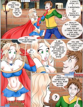Beautiful blonde is getting fukced by a super hero and his fat cock
