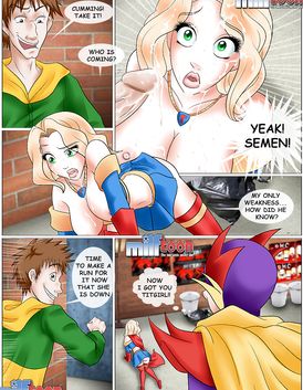 Beautiful blonde is getting fukced by a super hero and his fat cock