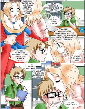 Beautiful blonde is getting fukced by a super hero and his fat cock