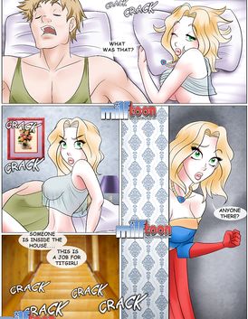 Beautiful blonde is getting fukced by a super hero and his fat cock