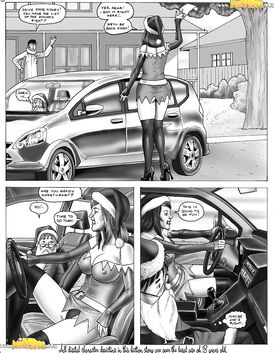 Dirty Santa Clause is getting his junked polished right in the car