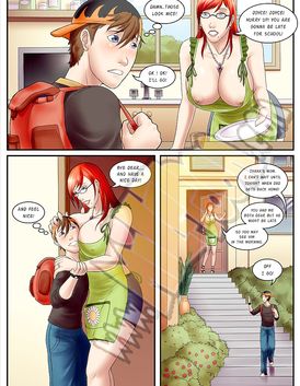 Busty redhead is getting caught by a erected penis in the vathroom