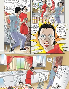 Busty brunette is giving her head in her seductive glasses