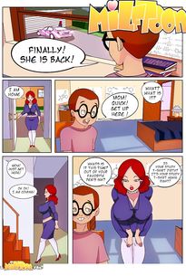 Redhead mom with huge boobs is striping in front of her horny son