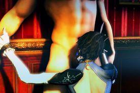 Obedient slut is licking her boyfriend's balls and getting cumshot