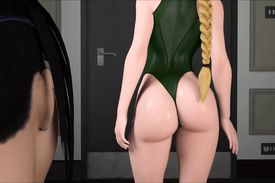 Futanari girl stands on all fours and getting poked hard