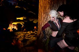 Two gorgeous horny girls are making out right in the woods