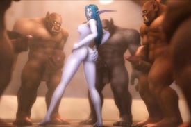 Poor bombshell she elf is getting in an ogres' sex trap