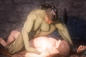 Horny sinful guy gets roughly fucked by a green she-monster