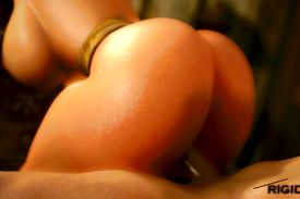 Butt naked babe is banding her body and riding her lover's junk