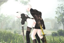 Passionate asian couple are fucking like horny rabbits outdoors