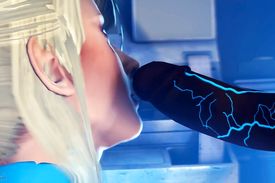 Naughty blonde is a real cock-sucking pro and she is getting horny